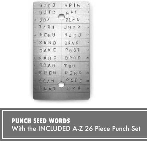 ColdTi - Titanium Bitcoin Seed Plates for Ultra-Secure Crypto Seed Phrase Storage (2 Plates, Punch Set & Seals) - Premium Seed Phrase Metal - Alphabetic Punch Set Included - size: Alphabetic Punch Set