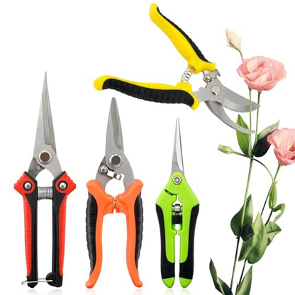 4 Pack Garden Pruning Shears, Curved & Straight Blade