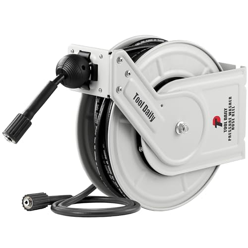 Tool Daily Retractable Pressure Washer Hose Reel, 1/4” x 60 FT
