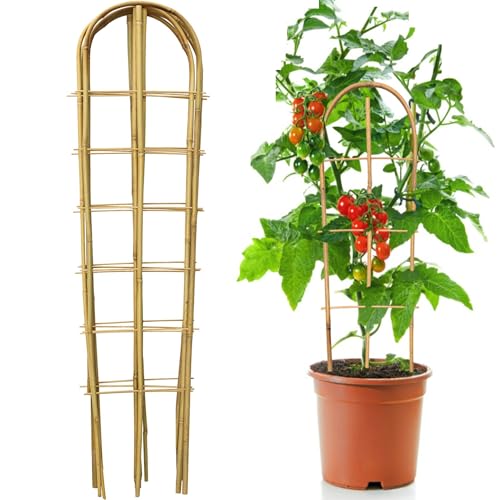 SWANGSA 6 Pack 4Ft U-Shape Bamboo Trellis for Climbing Plants, Garden Ladder Trellis for Outdoor and Indoor Plant Support, Potted Plants, Vegetables, Cucumber, Tomato, Vine - size: 4 Feet