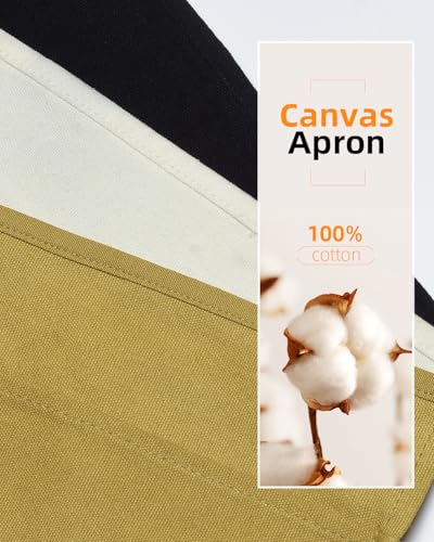Canvas Work Waist Apron with 3 Pocket - color: 7 Pack Black Waist Apron