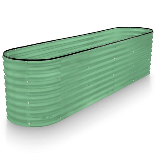Plant & Plot Galvanized Raised Garden Beds Outdoor // 8×2×2 ft Planter Raised Beds for Gardening, Vegetables, Flowers // Large Metal Garden Box (Light Green) // Patented Tool-Free Design - color: Light Green, size: 8×2×2 Ft