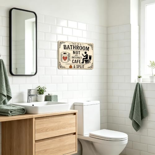 Metal Tin Sign This Is A Bathroom Not An Internet Cafe & Split 8x12 Inch - color: TPH378-US
