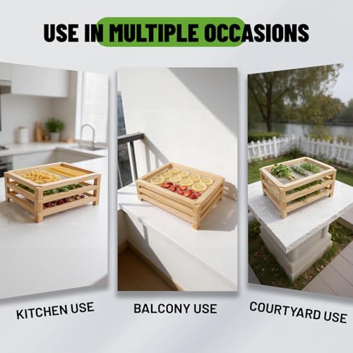 3-Layer Stackable Wooden Herb Drying Rack,Mesh Dryer Screen For Countertop - size: 3-Layer | 11.8" x 5.4" x 15.74"