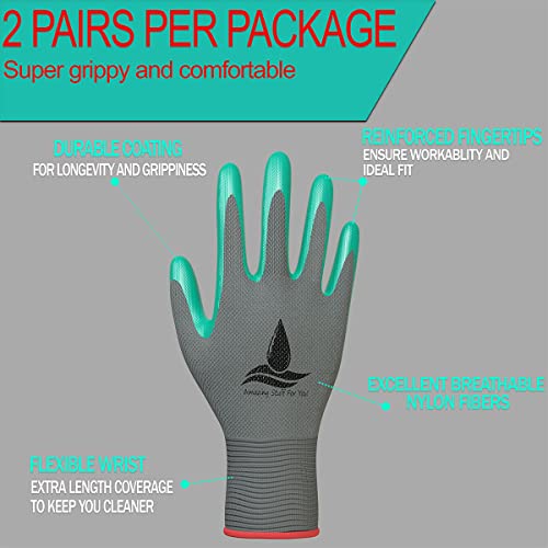 Garden Gloves Women and Men 2 pairs, Super Grippy Texture for Gardening and Work Activities - S,M,L Sizes (Medium) - size: Medium (2 Pair)