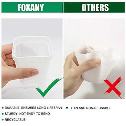 30Pcs 3" Nursery Pot with 30 Saucers White, Square Plastic Planting Pots - color: White