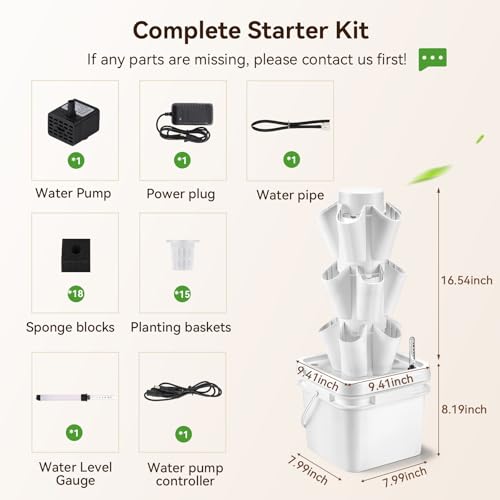 BAOSHISHAN 18 Pods 3 Tier Hydroponics Growing Tower for Kitchen Countertop