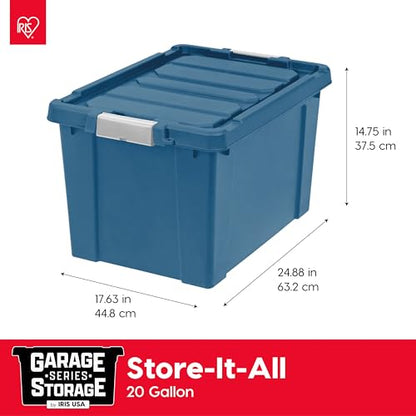 IRIS USA 4-Pack 19 Gal Heavy Duty Lockable Storage Totes with lids, Navy - color: Navy, size: 20 Gal - 4 Pack