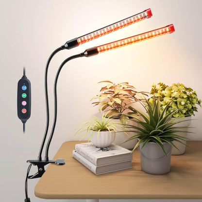 Small 2Head Clip Grow Lights for Indoor Plants, Seed Starting - size: Clip 2Head 18W