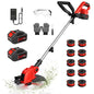 21V Weed Wacker Cordless, 12 Inch Weed Eater Battery Powered with 2 X 4.0Ah - color: Red