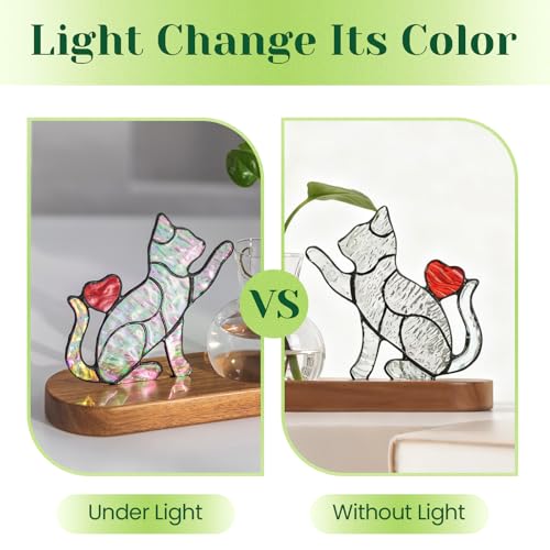 Hewory Handmade Cat Planter: Iridescent Stained Glass Propagation Stations - color: Iridescent