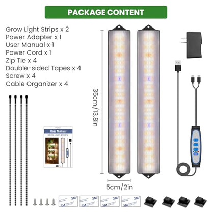 Wolezek 14in Grow Light Strip for Indoor Plants, Full Spectrum - size: 2 Pack