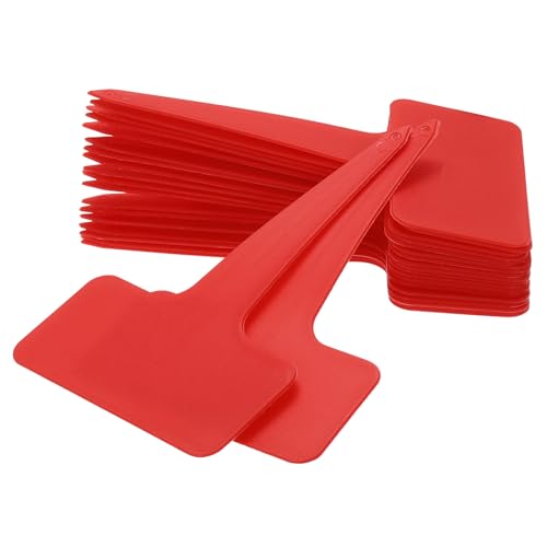 uxcell 100Pcs 4 Inch Plant Labels Large T-Style Garden Marker Plant Tags Garden Labels for Flower Beds,Pots Vegetables Red - color: Red