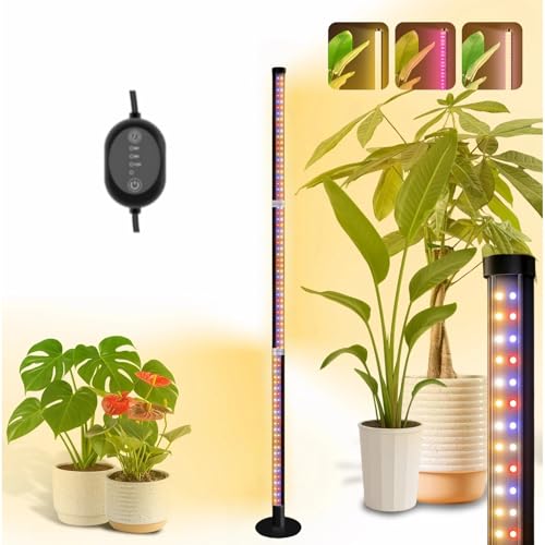 Standing Grow Light with 3 Light Modes & Timer – 48 Inch Vertical Grow Lights for Indoor Plants, Full Spectrum Floor Grow Light with Timer, Tall Grow Lights for Indoor Plants