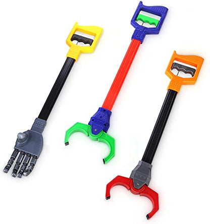 Interactive Grabber Toy for Kids – 3 Pack Robot Claw Arm Set, Hand-Eye Coordination STEM Tool, 18 Inch Reacher Grasping Toy - style: Robot Hand and Robotic Claw Grabber