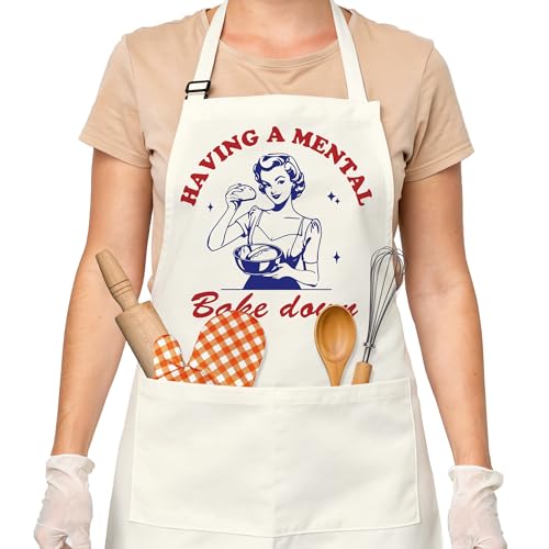 Sourdough Apron Gifts for Bakers, Adjustable Apron, Gifts for Bread Bakers, Perfect for Baking Cooking - color: Having a Mental Bake Down-1