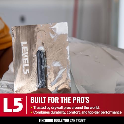 LEVEL5 14" x 4.75" 0.7 MM Flat Drywall Trowel | Triple-Hardened Stainless Steel, High-Impact Handle | Sheetrock Gyprock Wall-Board Plasterboard | 4-962 - size: 14"