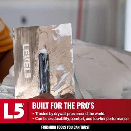 LEVEL5 14" x 4.75" 0.7 MM Flat Drywall Trowel | Triple-Hardened Stainless Steel, High-Impact Handle | Sheetrock Gyprock Wall-Board Plasterboard | 4-962 - size: 14"