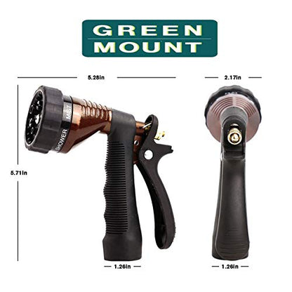 GREEN MOUNT Water Hose Nozzle Spray Nozzle, Metal Garden Hose Nozzle with Adjustable Spray Patterns, Perfect for Watering Plants, Washing Cars - color: Bronze