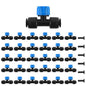 Kalolary 30Pcs Push-to-Fit Drip Irrigation Emitters for 1/4 inch Tubing - size: 1/4” Push-to-Connect Tee- Stream- 30P Blue