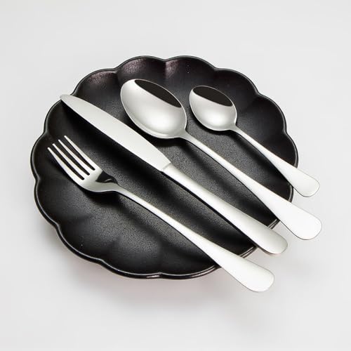 HornTide 16-Piece Flatware Sets Dinner Knife Fork Spoon Teaspoon, 4-Piece Place Setting Service for 4 Person Stainless Steel Mirror Polishing, Ideal for Home, Kitchen and Restaurant - size: 16-Piece Pack