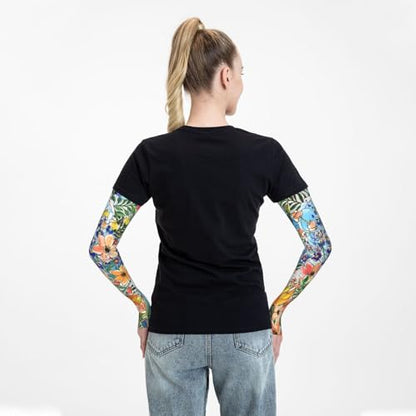 Women Sun Protection Thorn Proof Cooling Sleeves Sports Outdoors - color: Black2