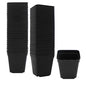 Square Nursery Pots 100 Pack 2.7 Inch Plastic Plant Pot with Drainage Holes Sturdy & Reusable Starter Container for Seedlings, Succulents & Garden Plants, Black