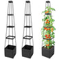 Tomato Planter with Trellis, 57 Inch Self-Watering Planter Box 2-Pack, Grey Planter with Metal Support for Outdoor Indoor Climbing Plants - size: Trapezoid