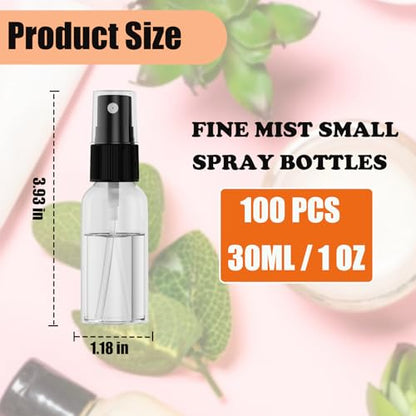 100Pack 1oz Spray Bottles 30ml Small Spray Bottle Bulk Fine Mist Sprayer - color: Clear, size: 1oz-100PCS