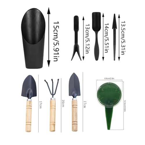 Succulent Tools Mini Garden Tools Kit 8 Pieces - color: Black