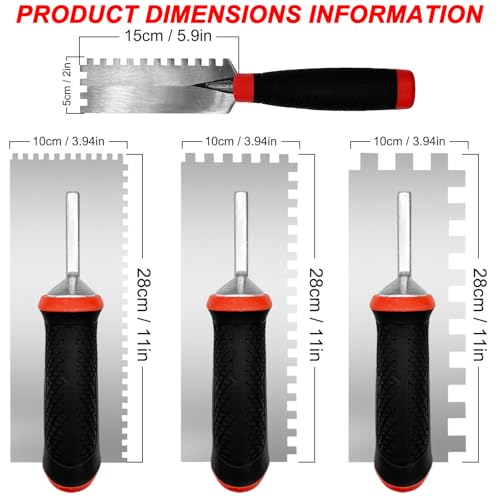 Tile Tools Square-Notched Trowel Set,3 PCS Grout & Margin Trowel