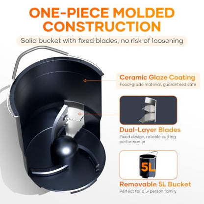 Smart 5L Electric Composter for Kitchen, Large Countertop Compost Bin with Carbon Filter & Auto-Cleaning,One-Touch Start, Smart Humidity-Sensing LED Display,Visible Window Odorless Low Noise
