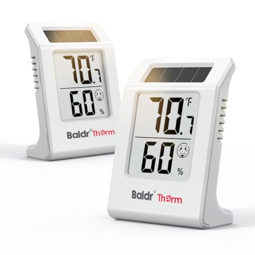 BALDR 2-Pack Digital Hygrometer Thermometer, Solar Humidity Monitor(White) - color: White 2 Pack