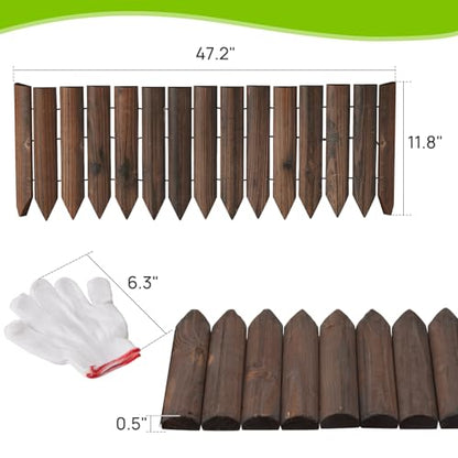 Wood Garden Edging Border Landscape Edging Wooden Garden Fence (1PACK 4FT) - size: Double-Ended