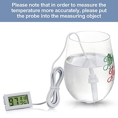 Weewooday 3 Pcs Digital Humidity Meter with Probe LCD Thermometer,White - size: White