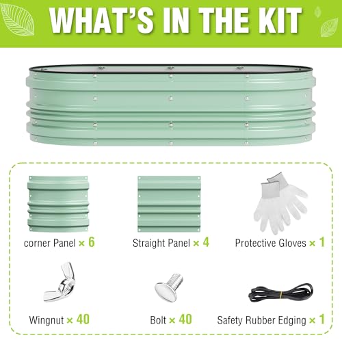 WORKPRO 4x2x1ft Galvanized Raised Garden Bed Set - color: Light Green, size: 4x2x1ft