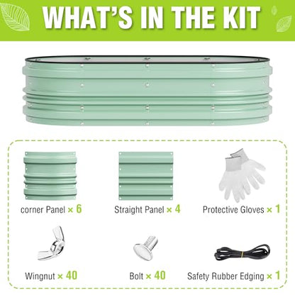 WORKPRO 4x2x1ft Galvanized Raised Garden Bed Set - color: Light Green, size: 4x2x1ft