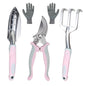 Pink Garden Tool Sets 4-Piece, Aluminum Gardening Hand Tool Kit - color: pink-4pcs