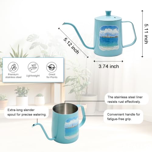 OFFIDIX Watering Can Indoor Set Blue Small Metal Water Can and Spray Bottle - color: Ocean Blue