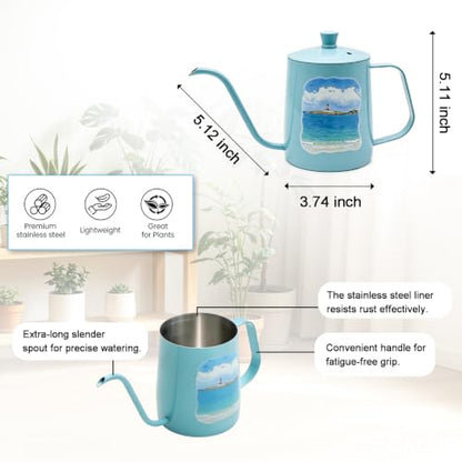 OFFIDIX Watering Can Indoor Set Blue Small Metal Water Can and Spray Bottle - color: Ocean Blue