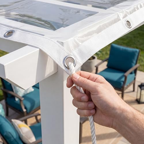 Heavy Duty Clear Tarp Waterproof, 14 Mil Thick Plastic Sheeting with Metal Grommets, Tear-Resistant Clear Vinyl Roll for Greenhouse Cover, Patio Enclosure and Camping, 420g/m²(8x16ft) - size: 8x16ft