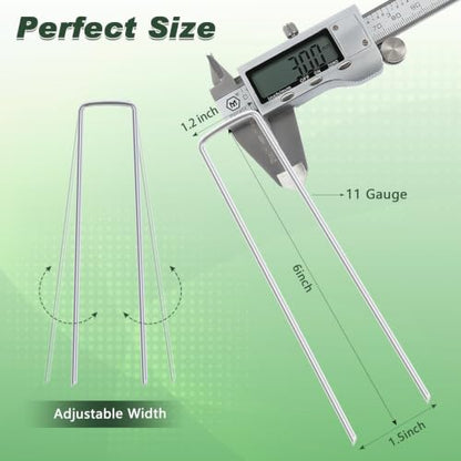 FEED GARDEN 6 Inch 25 Pack Galvanized Landscape Staples 11 Gauge Anti-Rust Garden Stakes SOD Pins Yard Stakes - size: 6 Inch
