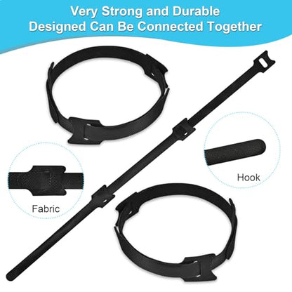 100 Pack Reusable Hook‑Loop Cable Ties, Adjustable Cord Wire Organizer
