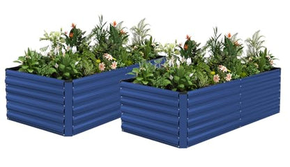 NAVINE 6x3x2ft Outdoor Metal Raised Garden Bed, Metal Planter Box, 2-Pack - color: Blue, size: 6x3x2 FT-2PC