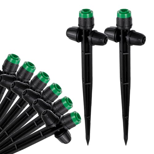 HUISUYTON 30 Pcs Drip Irrigation Sprayer Emitter for 1/4" Irrigation Tubing - size: 30Pcs Double Tube Sprayers