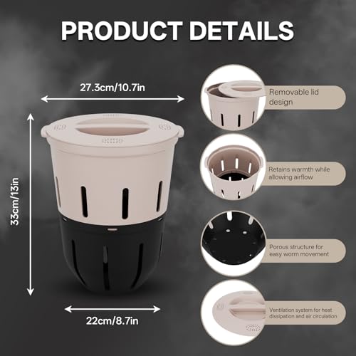 Inground Worm Composter, Outdoor Underground Worm Farm 3.3 Gallons, Garden Worm Compost Bin from Kitchen Food Waste, Black+Gray (10.7x10.7x13Inch),2 Pack - size: 2 Pack