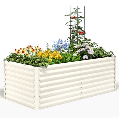 Quictent Galvanized Tall Raised Garden Bed 6x3x2 Ft - color: Beige, size: 6x3x2 ft