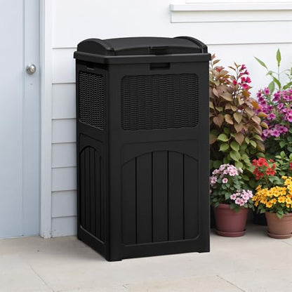 Greesum 2 Pack 33 Package Delivery Box for Outside, Waterproof Resin Garbage Bin with Lid for Hideaway, Deck, Patio, Black - color: Black, style: 2 Pack