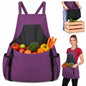 Gardening Apron with Pockets, Heavy Duty Canvas Harvest Apron - color: Purple