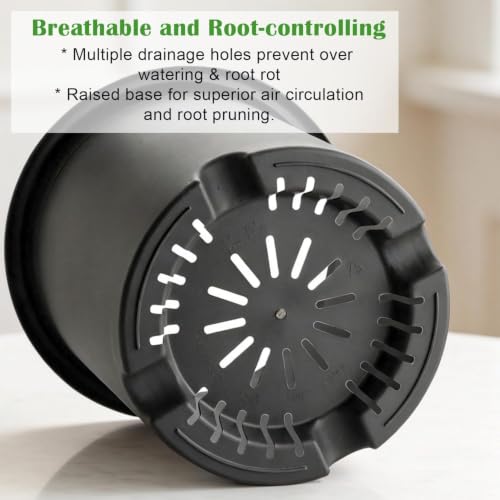 16 inch Deep Large Planters for Outdoor Plants, 4-Pack Plastic Plant Pots - color: Dark Gray